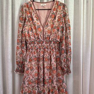 Max Studio Long Sleeve Blush Pink Floral Dress